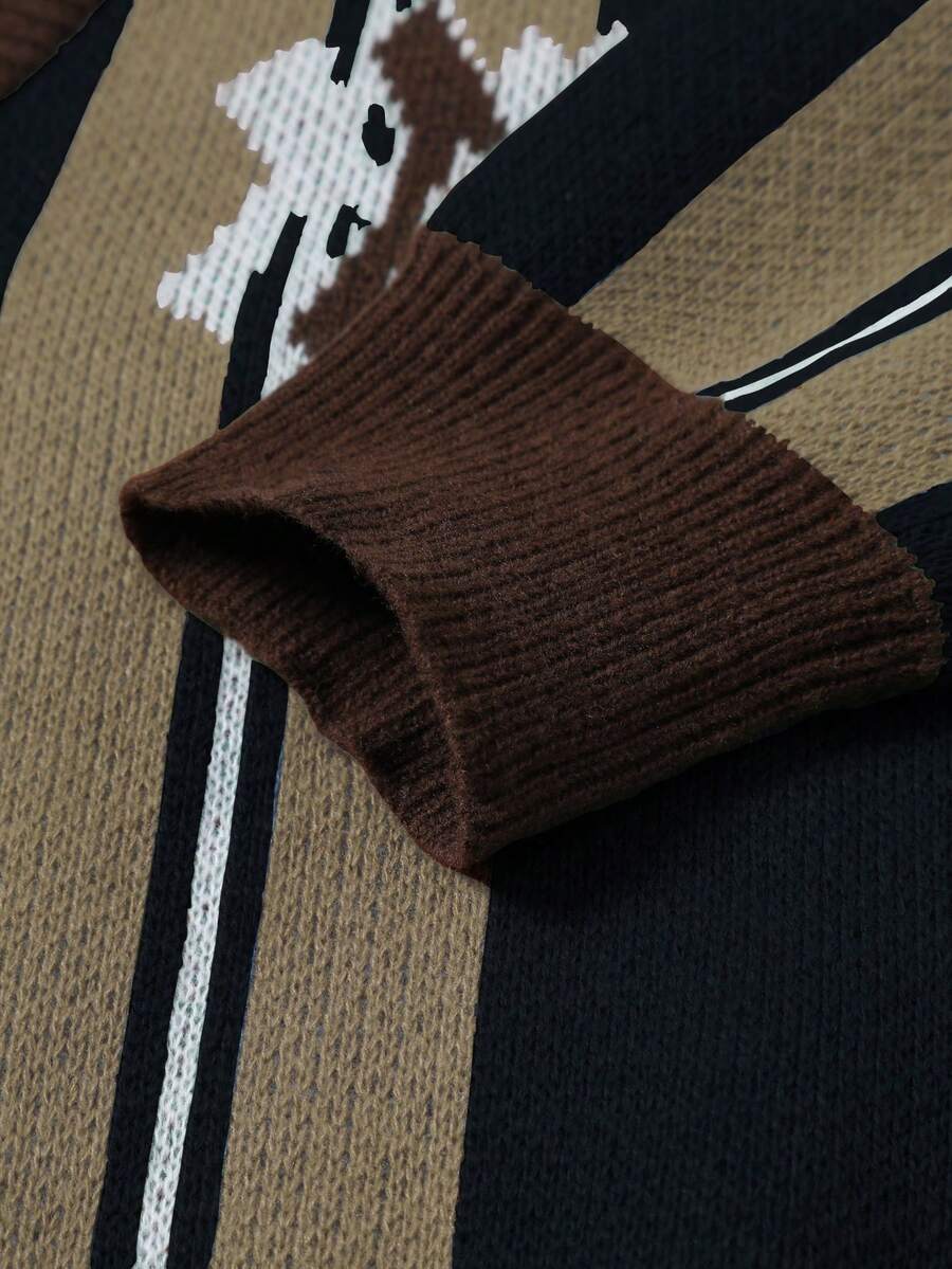 Men's Casual Colorblock Striped Cardigan