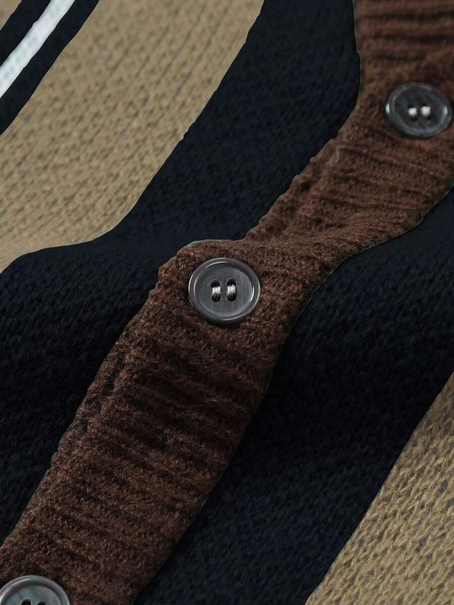 Men's Casual Colorblock Striped Cardigan