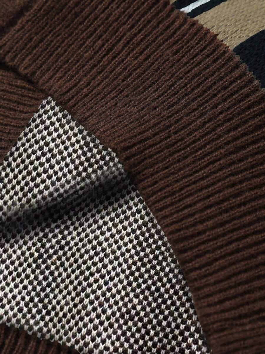 Men's Casual Colorblock Striped Cardigan