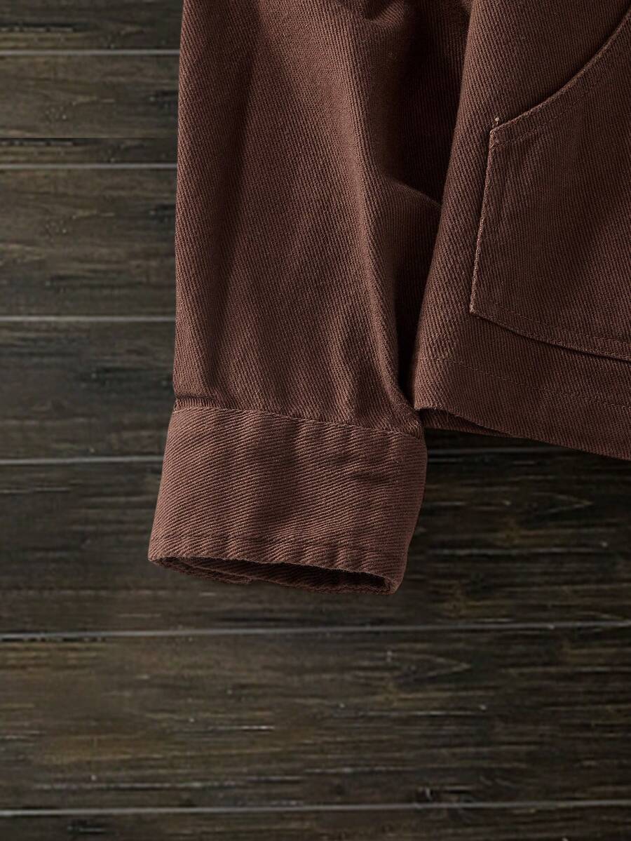 Men's Long Sleeve Casual Woven PU Leather Jacket