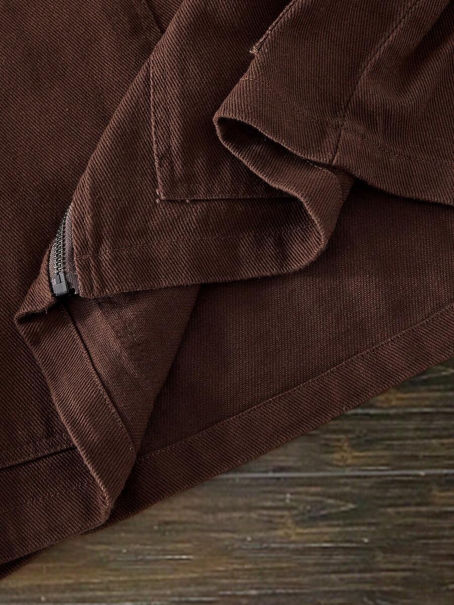 Men's Long Sleeve Casual Woven PU Leather Jacket