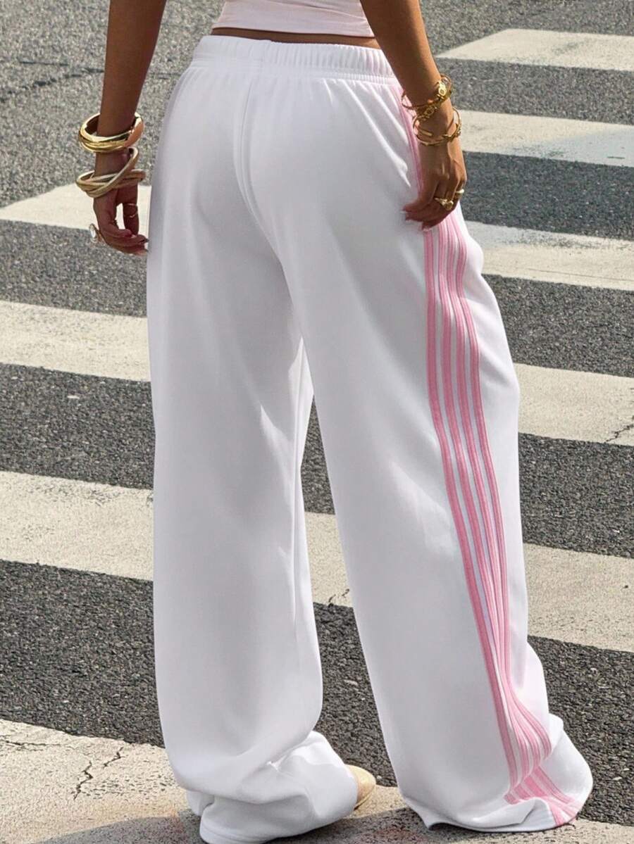 Women's Striped Knitted Wide-Leg Sweatpants
