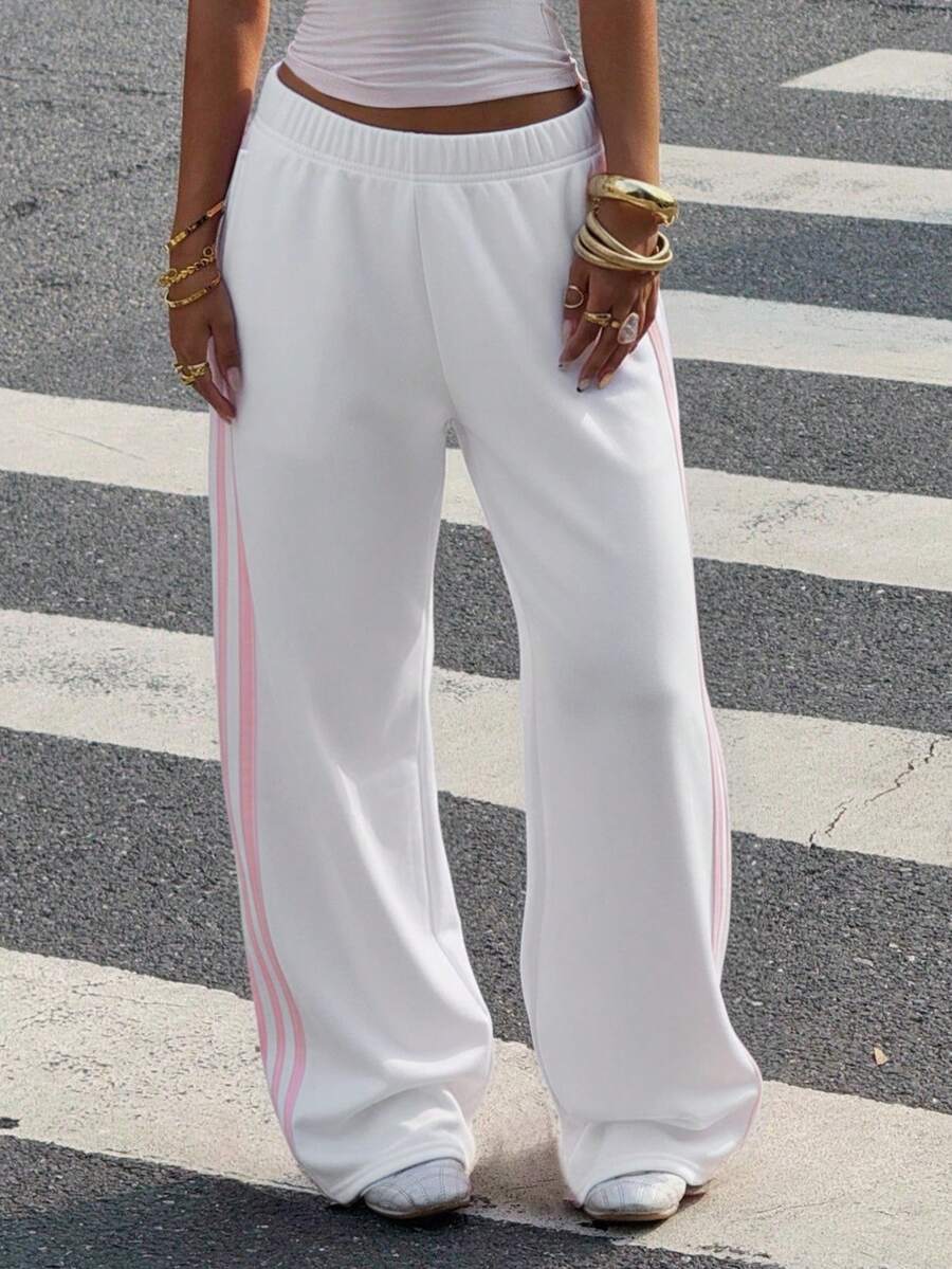 Women's Striped Knitted Wide-Leg Sweatpants