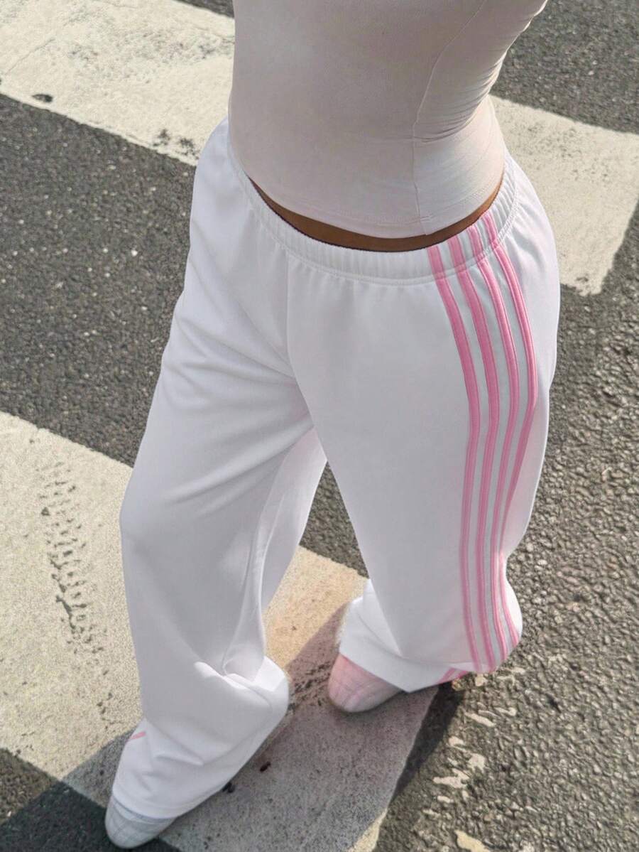 Women's Striped Knitted Wide-Leg Sweatpants