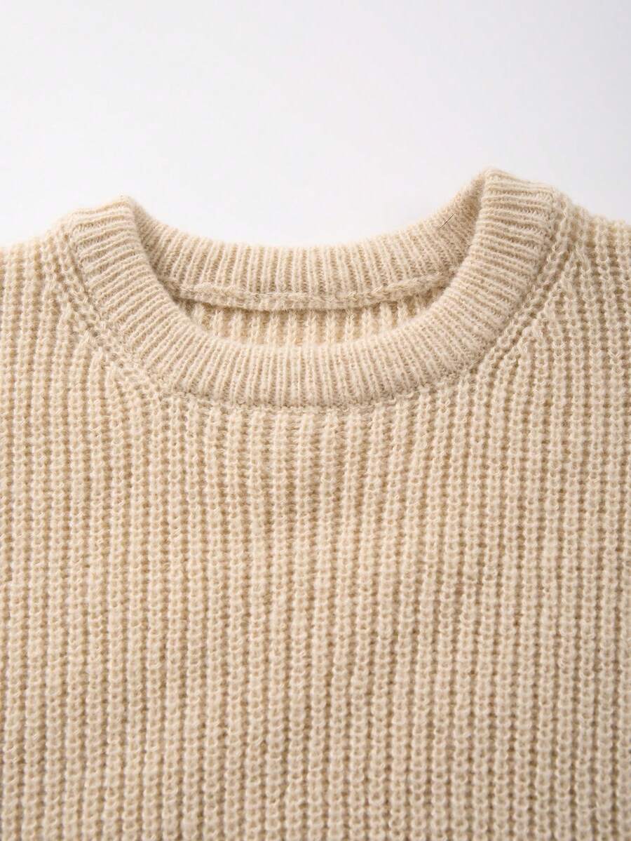 Men's Knit Drop Shoulder Crew Neck Pullover Sweater