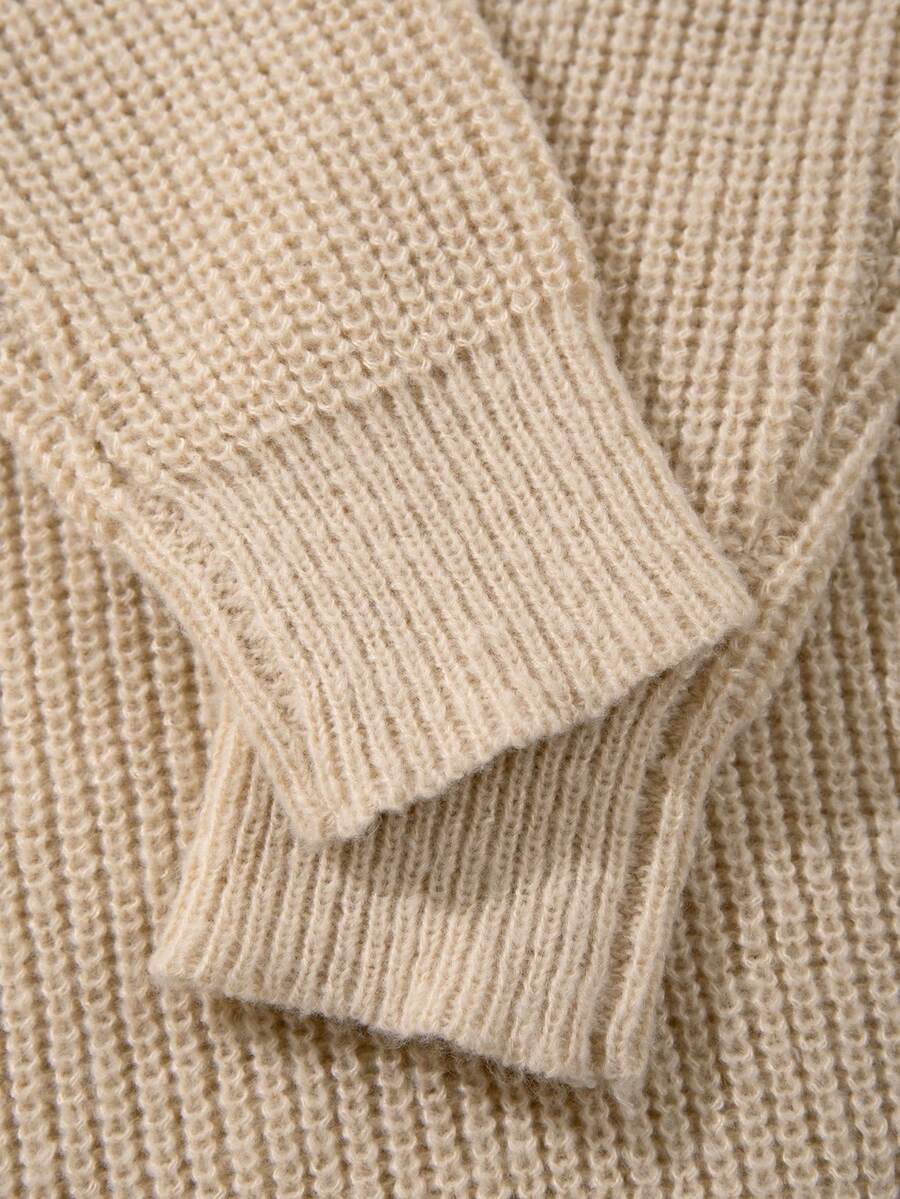 Men's Knit Drop Shoulder Crew Neck Pullover Sweater