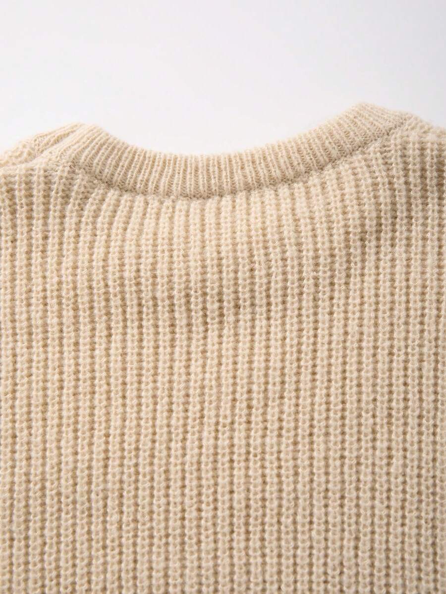 Men's Knit Drop Shoulder Crew Neck Pullover Sweater
