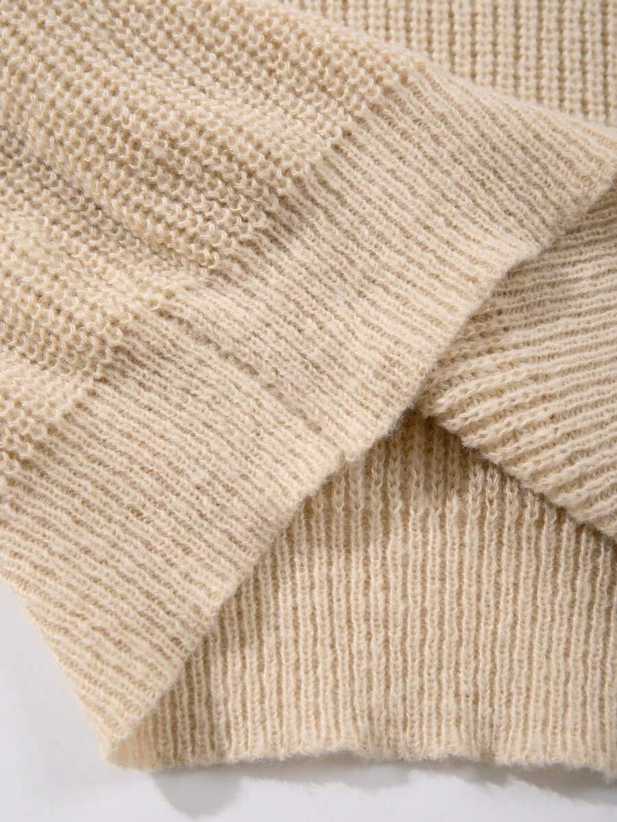 Men's Knit Drop Shoulder Crew Neck Pullover Sweater