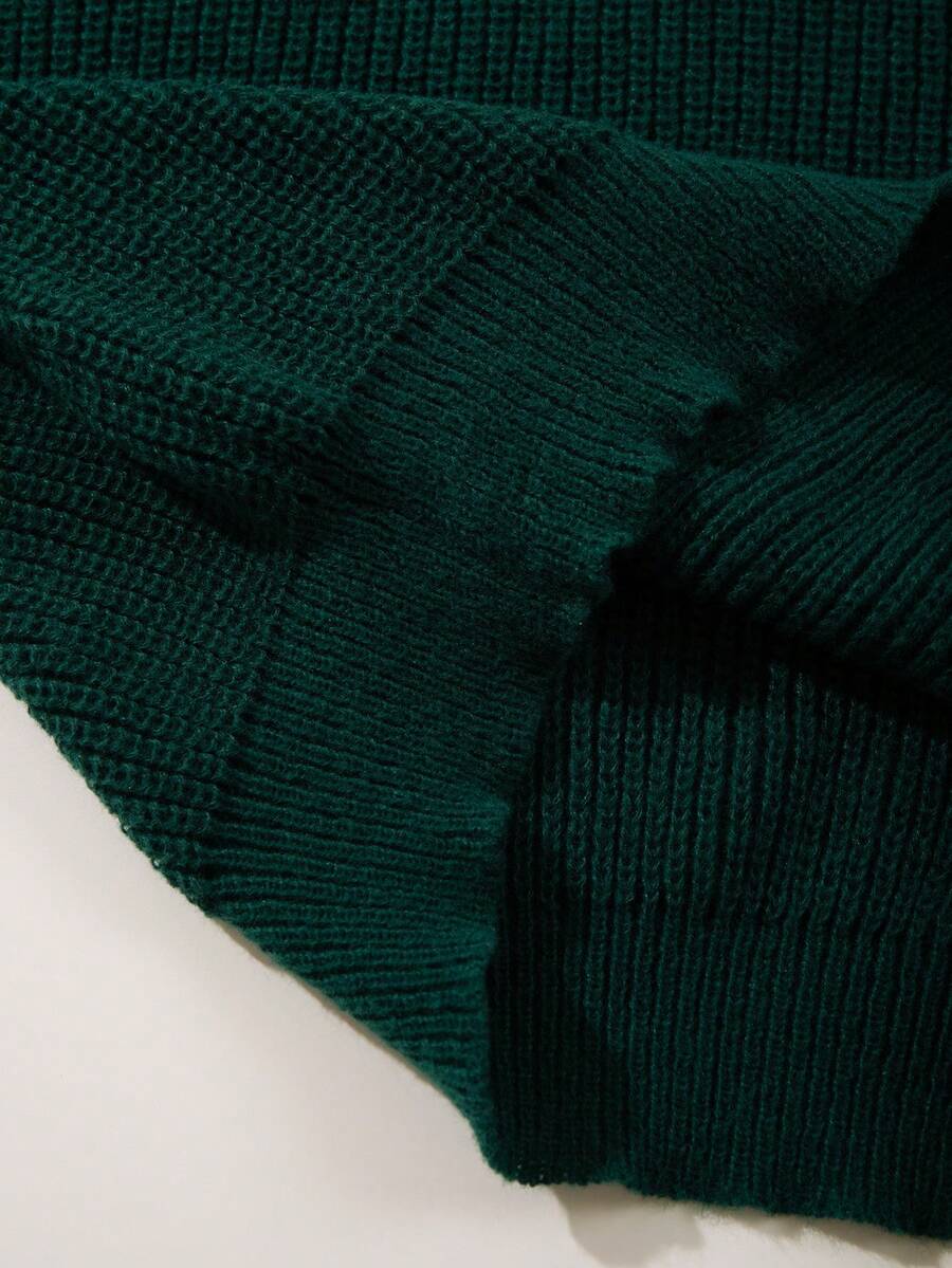 Men's Knit Drop Shoulder Crew Neck Pullover Sweater