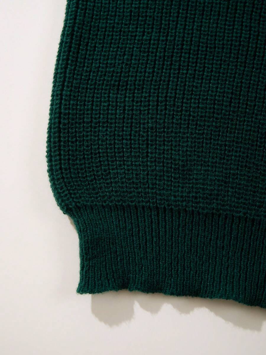Men's Knit Drop Shoulder Crew Neck Pullover Sweater