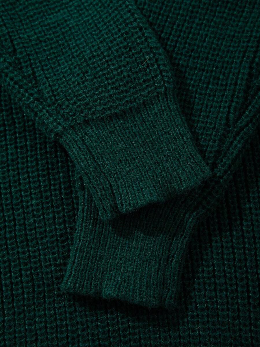 Men's Knit Drop Shoulder Crew Neck Pullover Sweater
