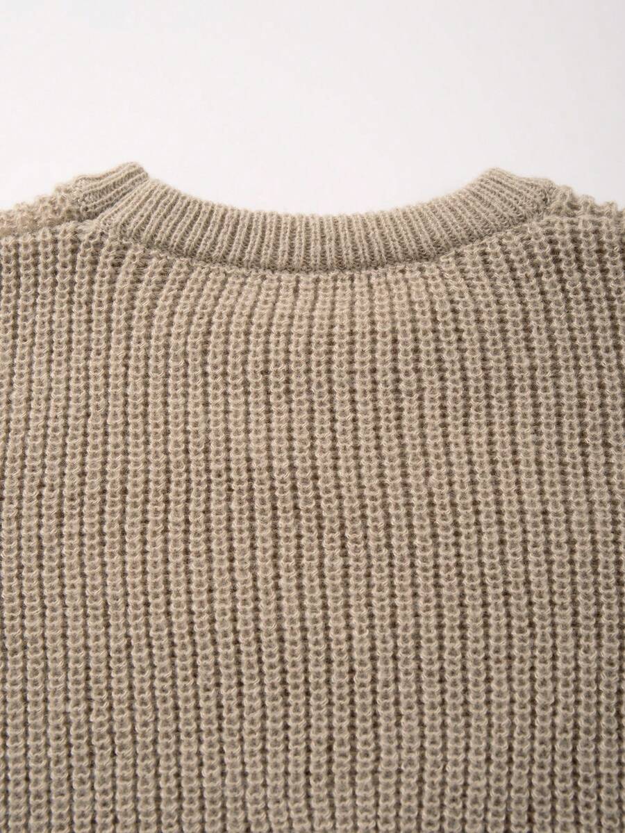 Men's Knit Drop Shoulder Crew Neck Pullover Sweater