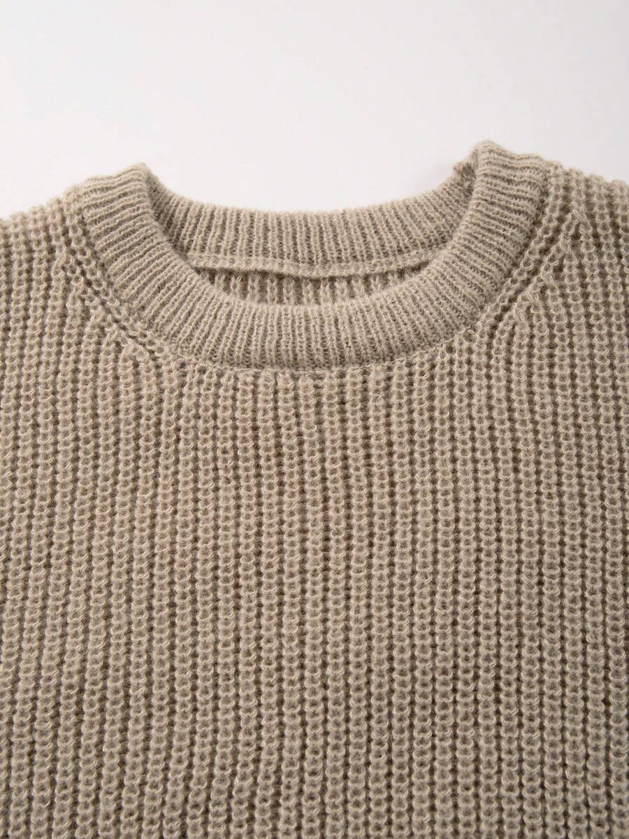 Men's Knit Drop Shoulder Crew Neck Pullover Sweater