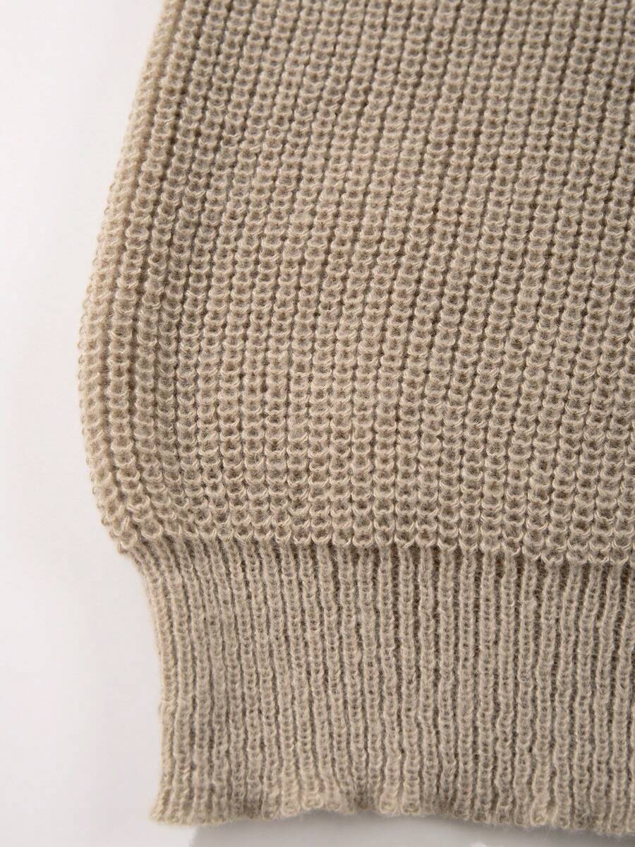 Men's Knit Drop Shoulder Crew Neck Pullover Sweater