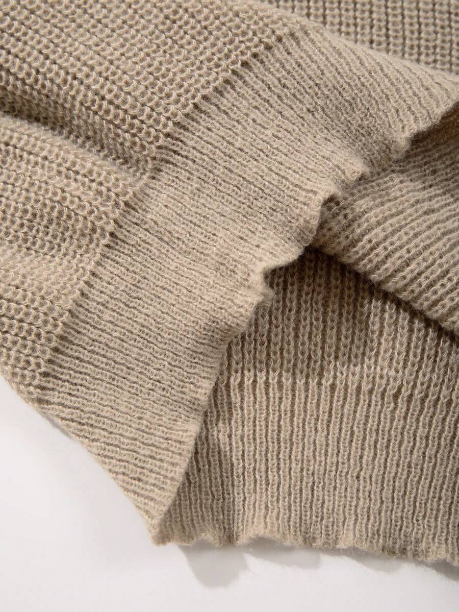 Men's Knit Drop Shoulder Crew Neck Pullover Sweater