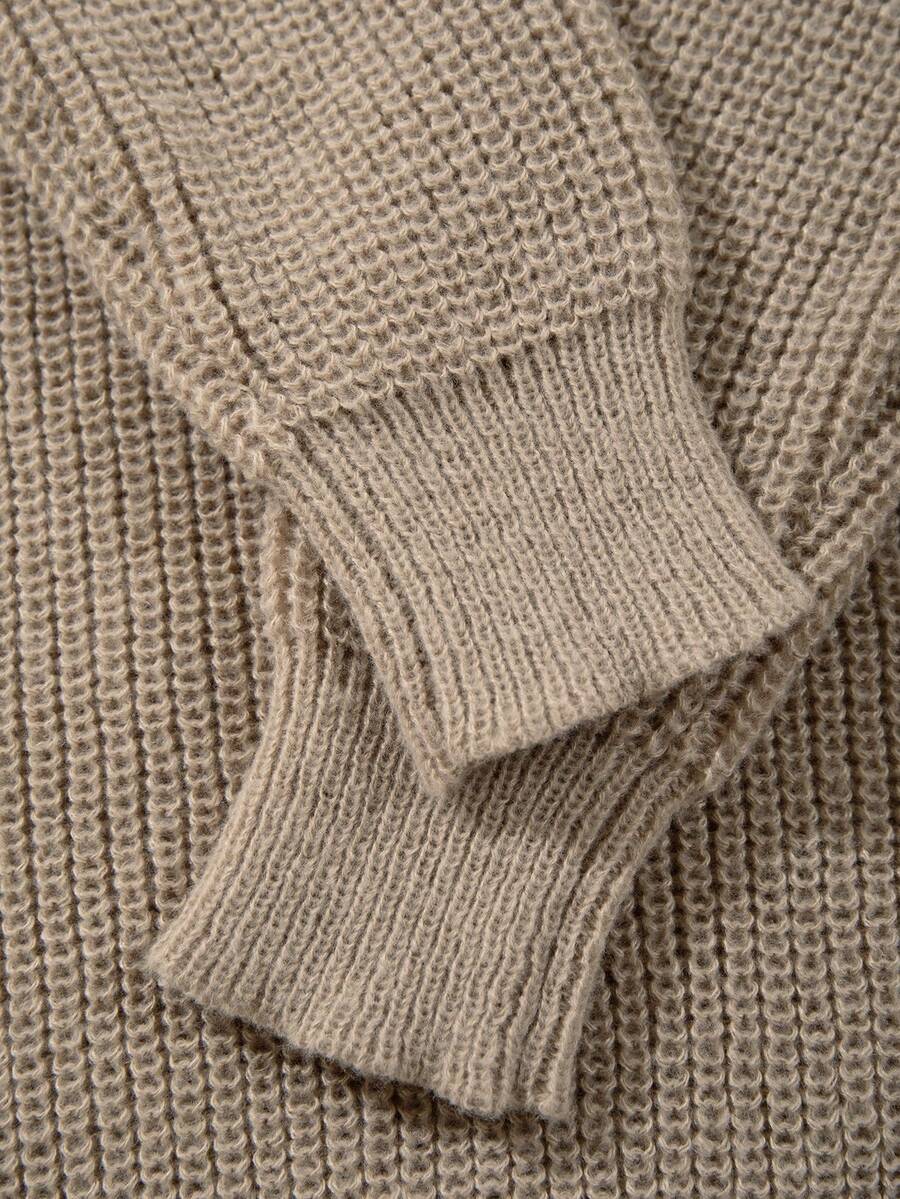 Men's Knit Drop Shoulder Crew Neck Pullover Sweater