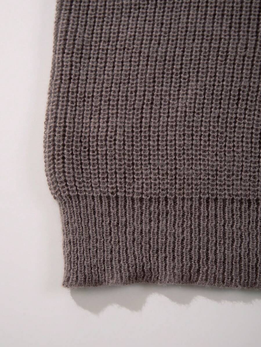Men's Knit Drop Shoulder Crew Neck Pullover Sweater