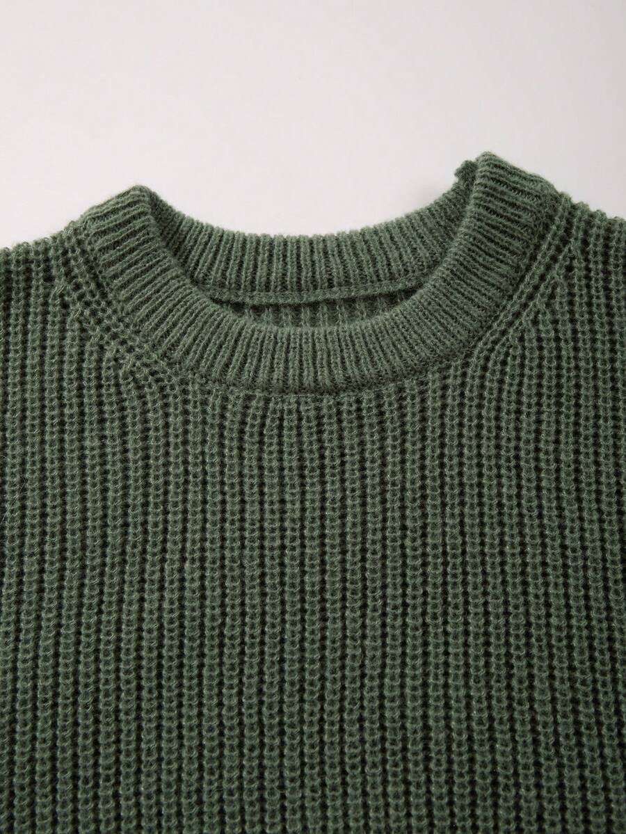 Men's Knit Drop Shoulder Crew Neck Pullover Sweater