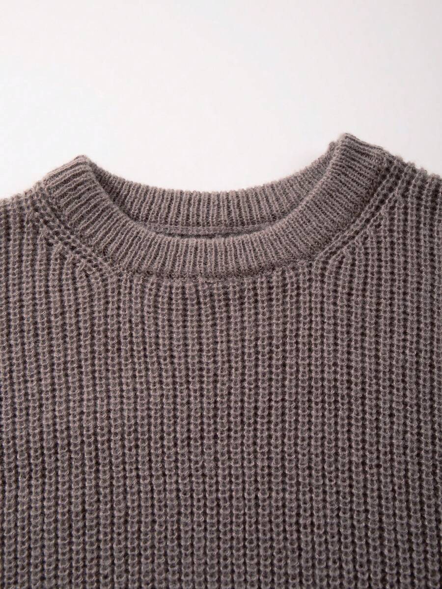 Men's Knit Drop Shoulder Crew Neck Pullover Sweater