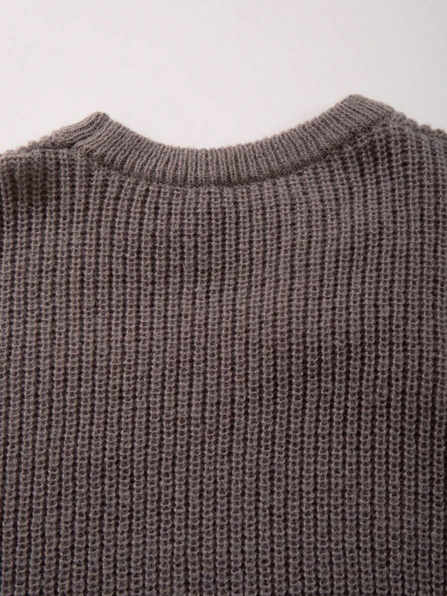 Men's Knit Drop Shoulder Crew Neck Pullover Sweater