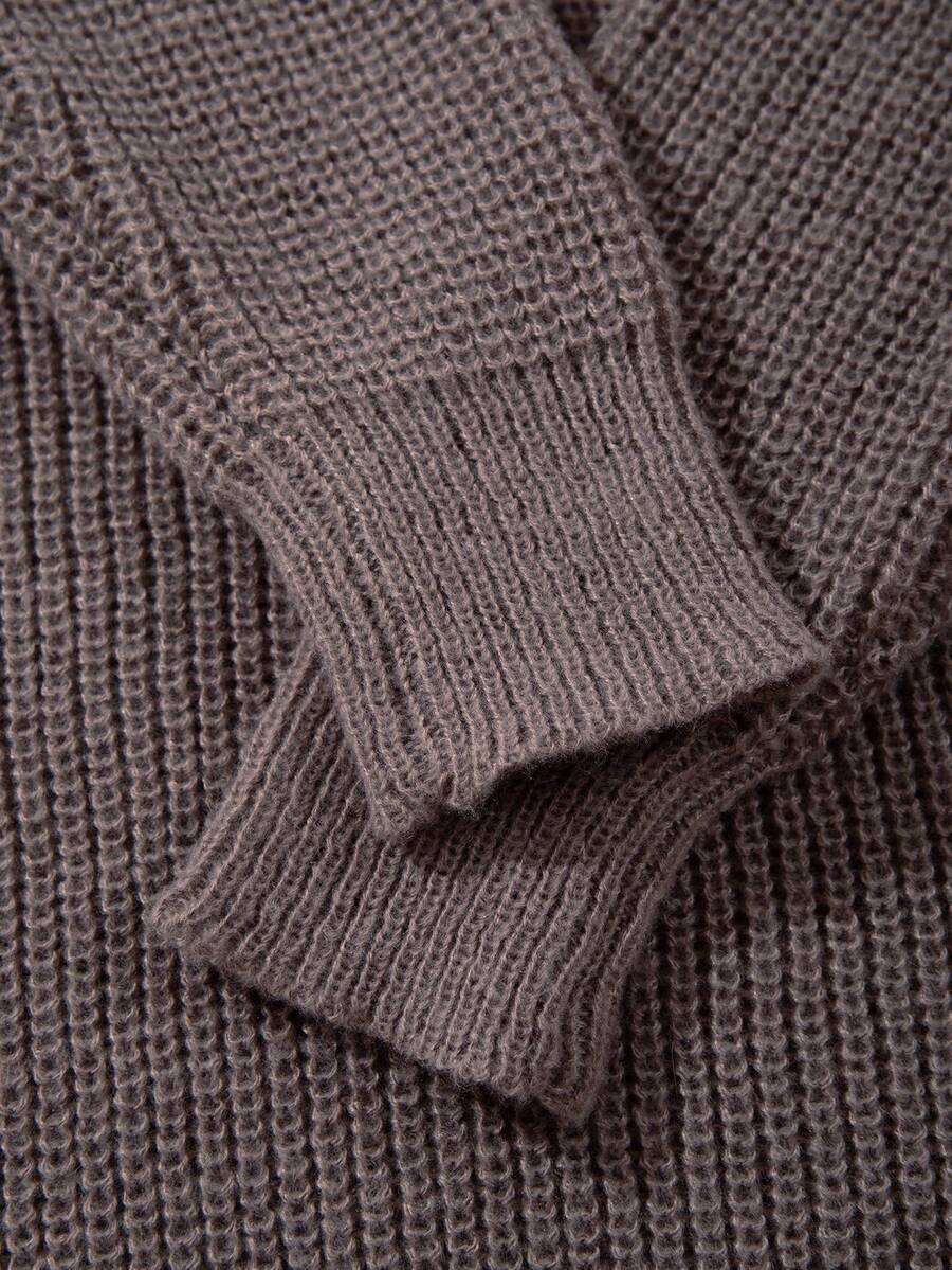 Men's Knit Drop Shoulder Crew Neck Pullover Sweater