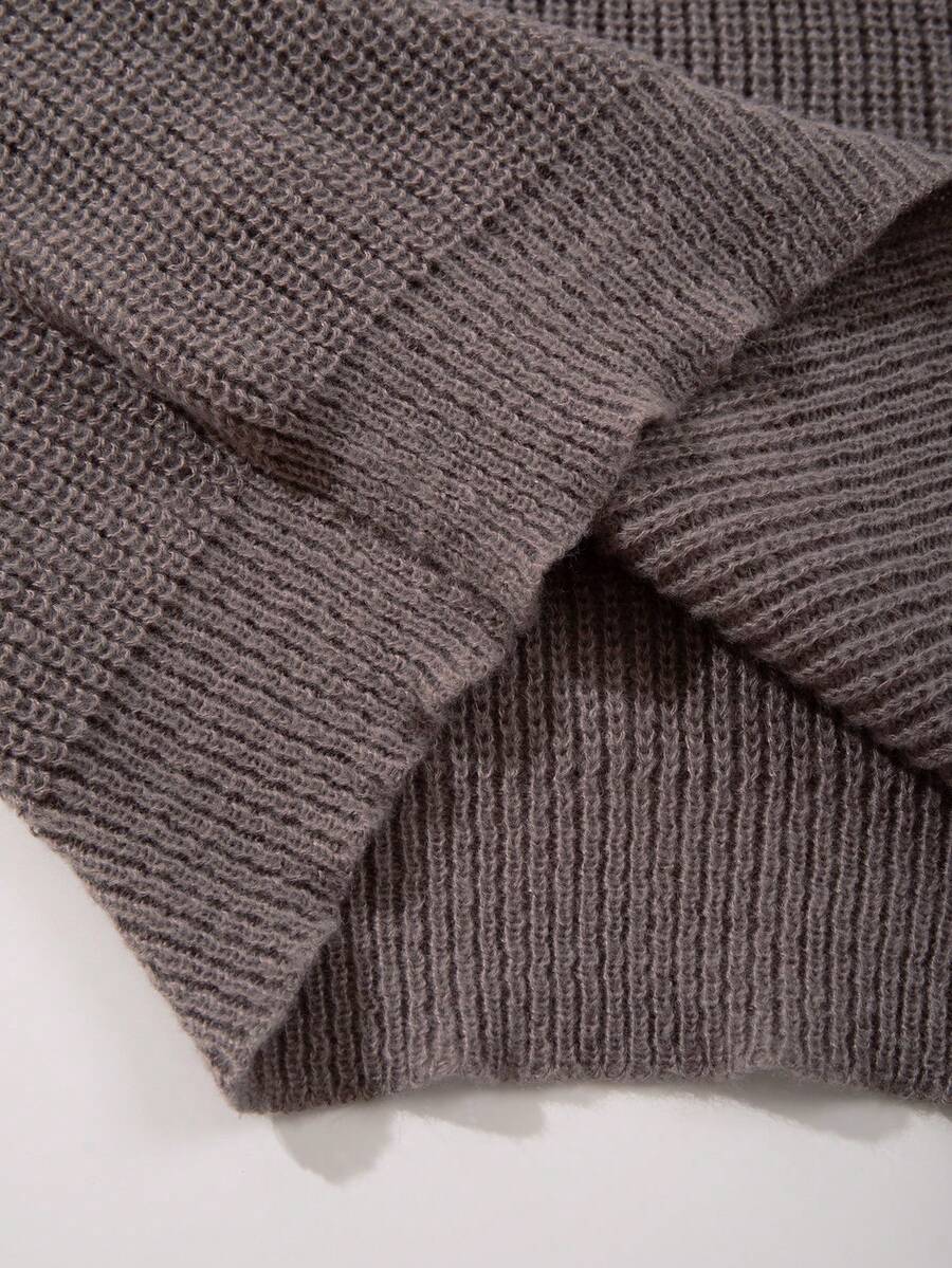 Men's Knit Drop Shoulder Crew Neck Pullover Sweater