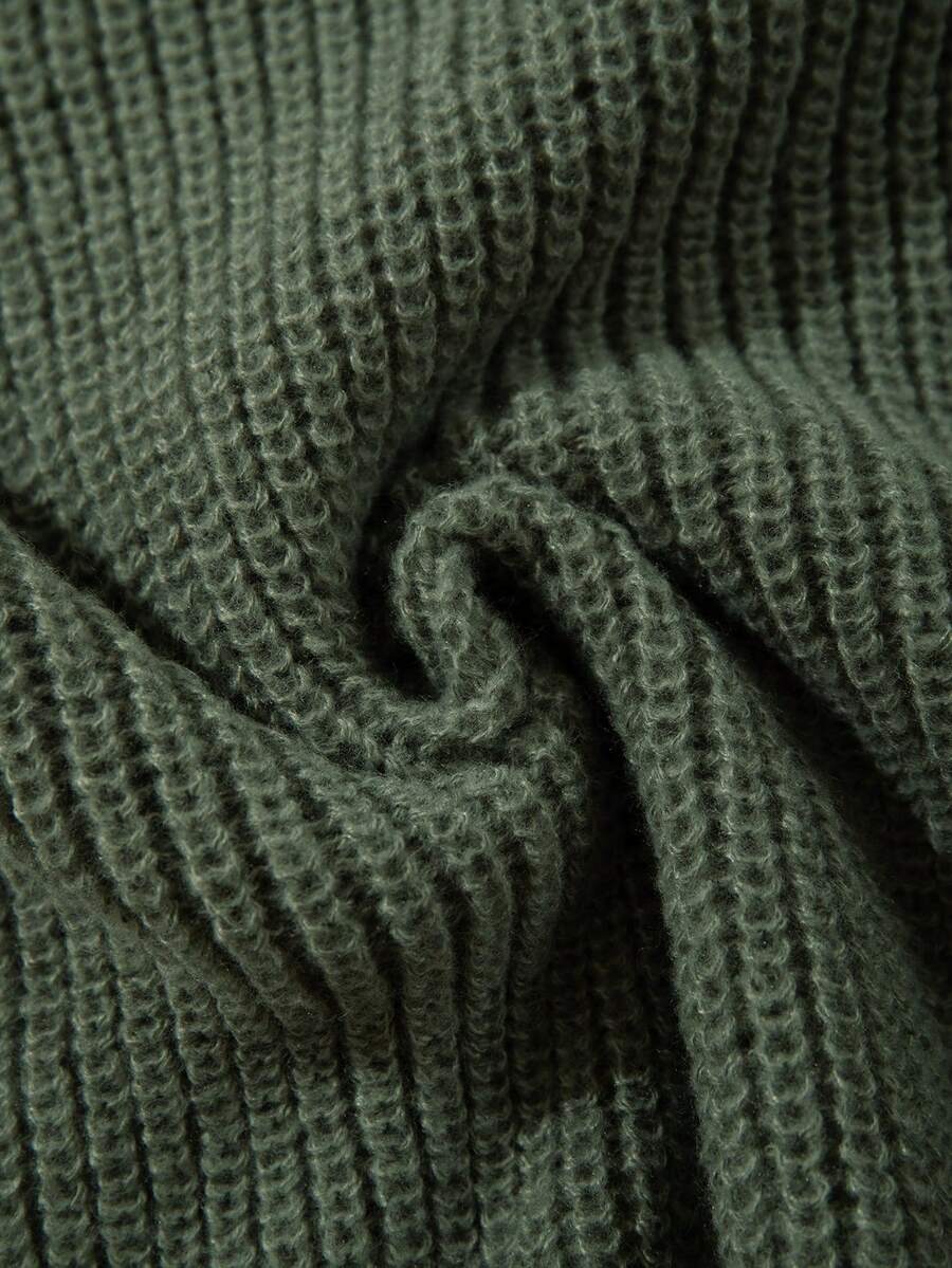 Men's Knit Drop Shoulder Crew Neck Pullover Sweater