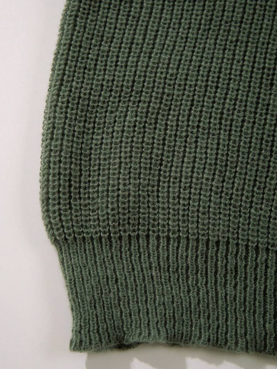 Men's Knit Drop Shoulder Crew Neck Pullover Sweater