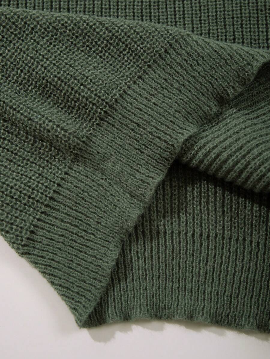 Men's Knit Drop Shoulder Crew Neck Pullover Sweater