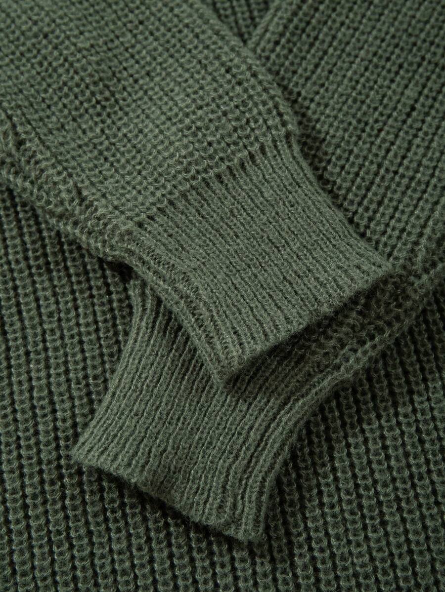 Men's Knit Drop Shoulder Crew Neck Pullover Sweater