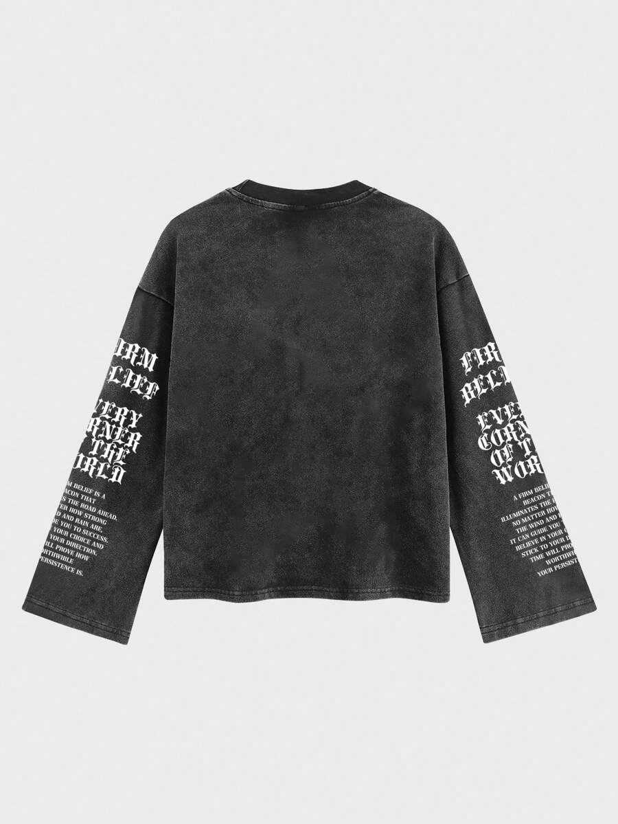 Casual Loose Fit Crew Neck Long Sleeve T-Shirt For Men
