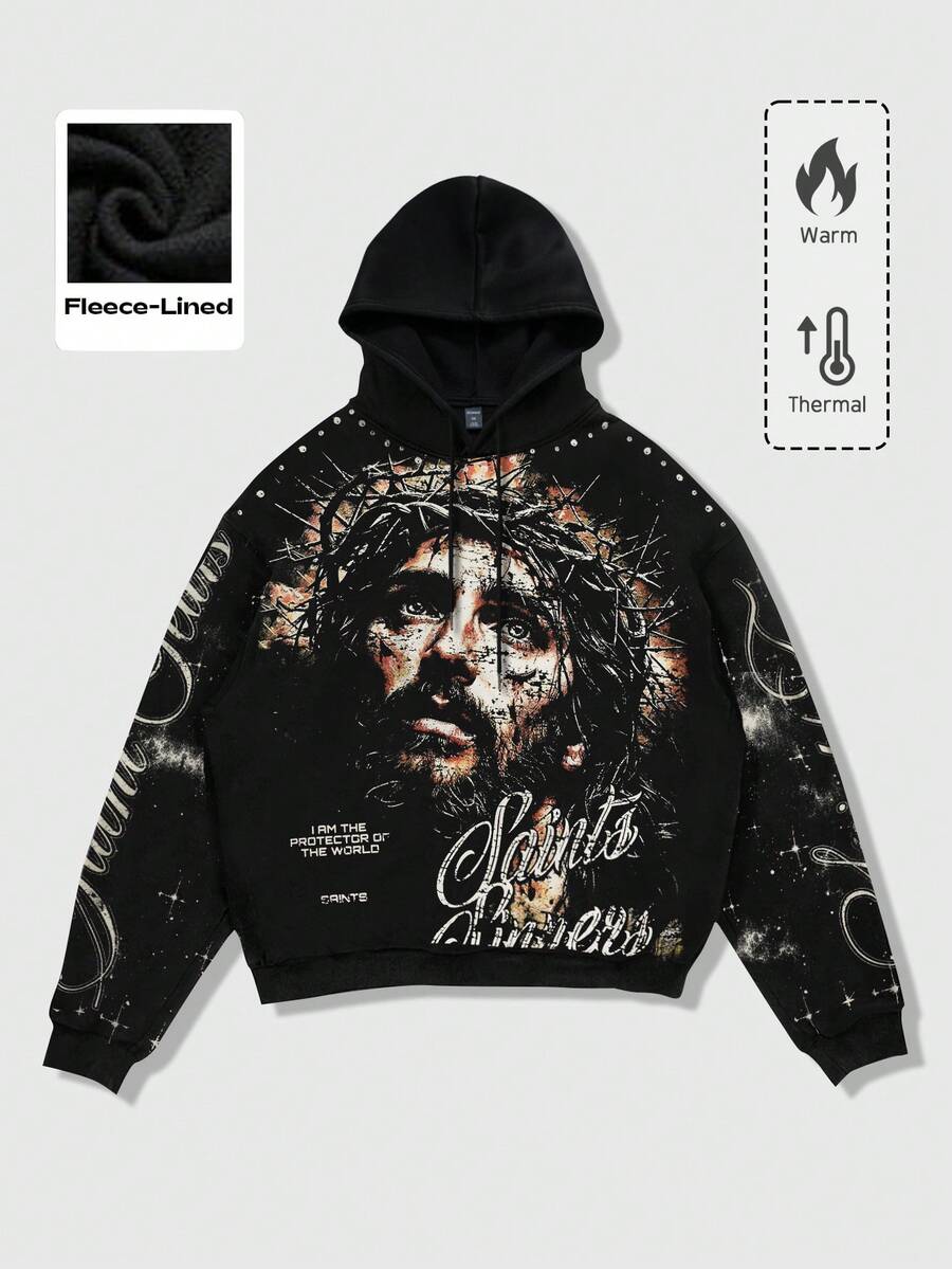 Men's Casual Figure Print Hoodie Sweatshirt