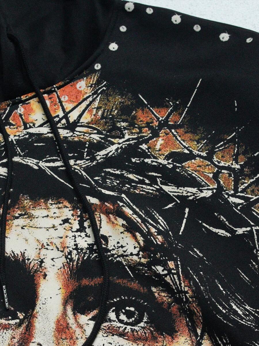 Men's Casual Figure Print Hoodie Sweatshirt