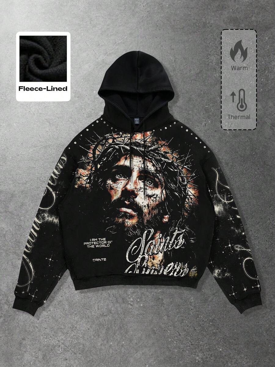 Men's Casual Figure Print Hoodie Sweatshirt