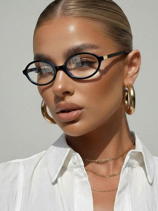 Women's Transparent Oval PC Clear Glasses