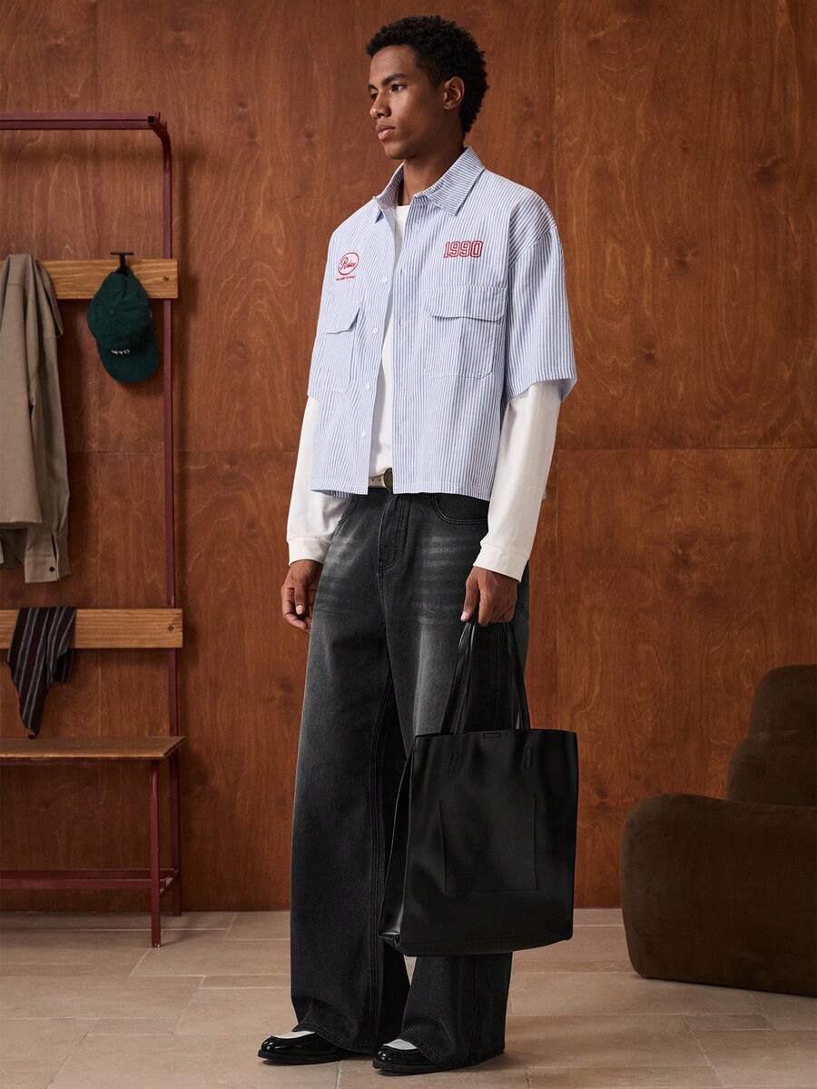 Men's Loose Fit Wide-Leg Pocket Jeans