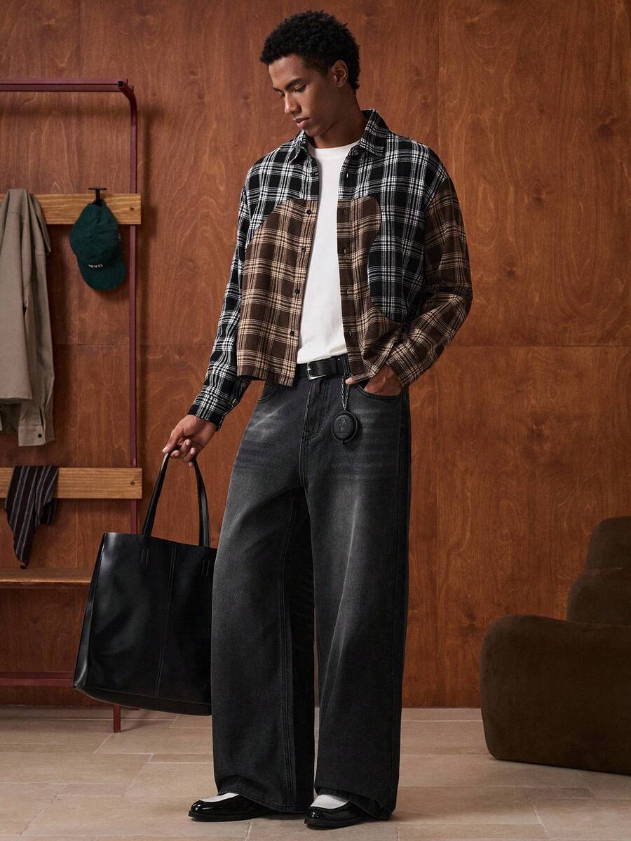 Men's Loose Fit Wide-Leg Pocket Jeans