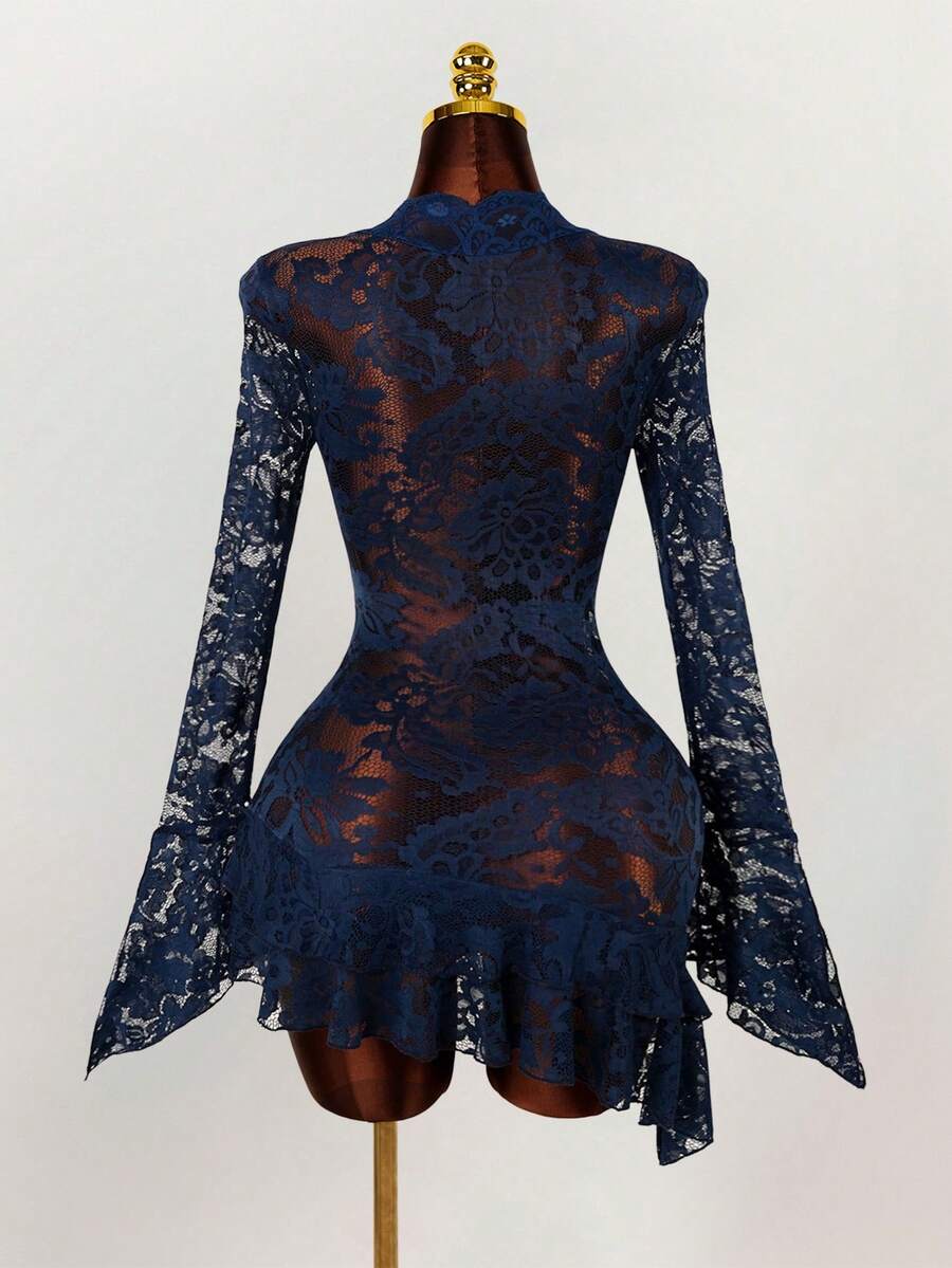 Sheer Low-Cut Hippie Style Mini Dress