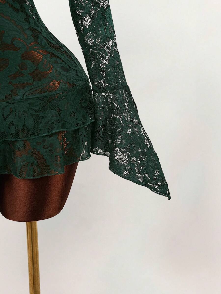 Sheer Low-Cut Hippie Style Mini Dress