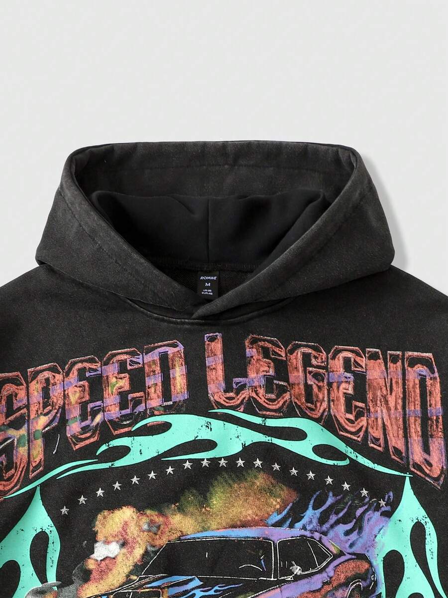 Men's Washed Vintage Graphic Hoodie