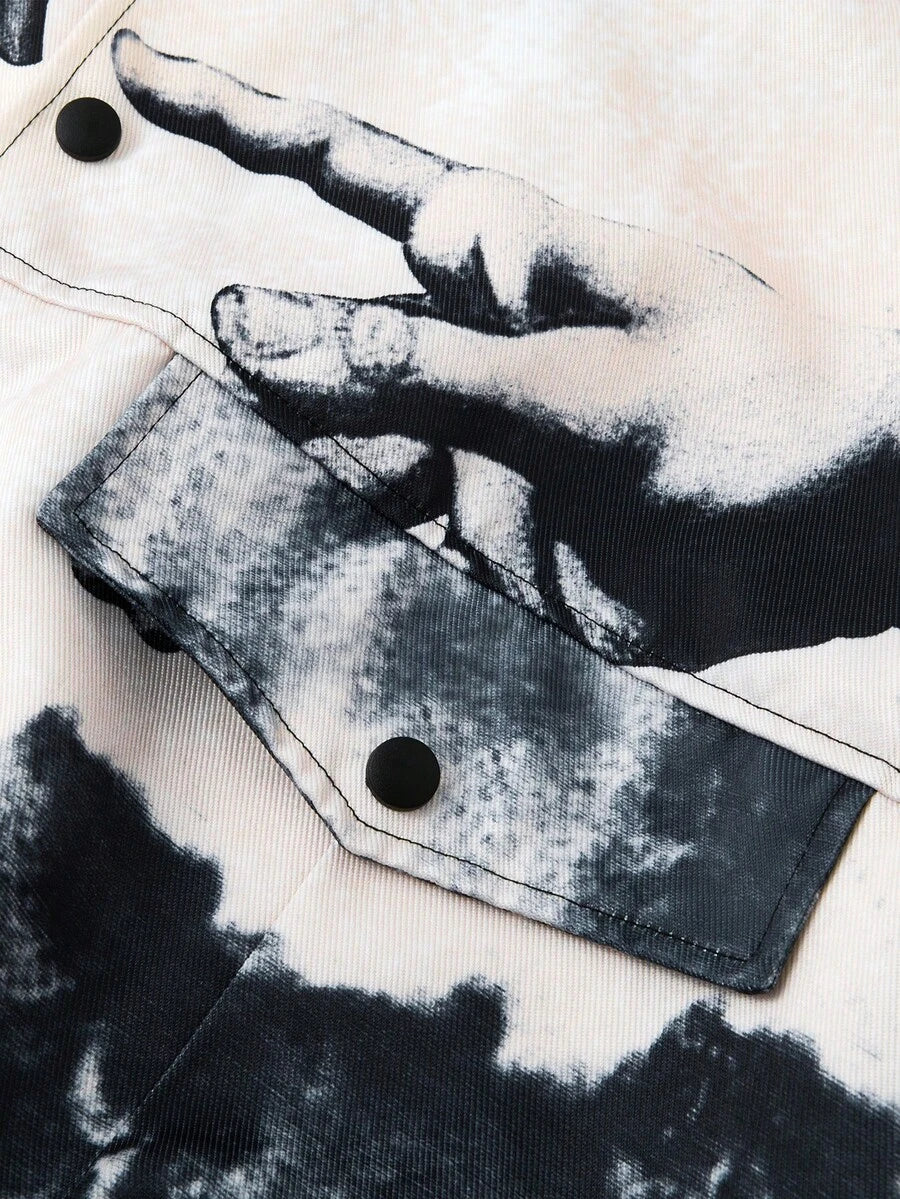 Men's Front Button Long Sleeve Pocket Minimalist Rave Jacket