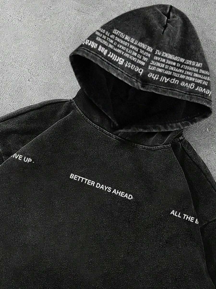 Retro Numeric Print Loose Fit Hoodie