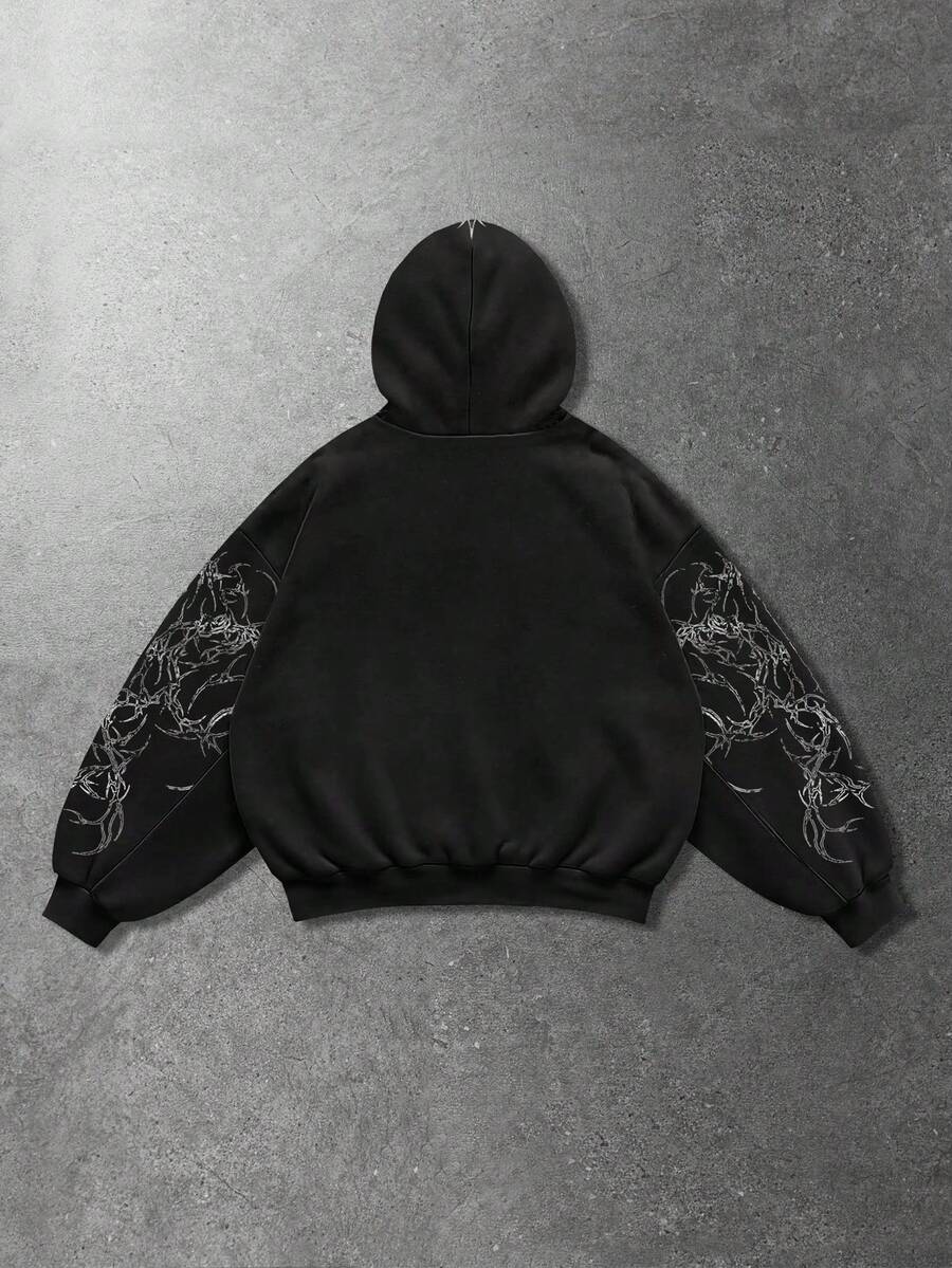 Men's Skull Cross Print Pocket Hoodie