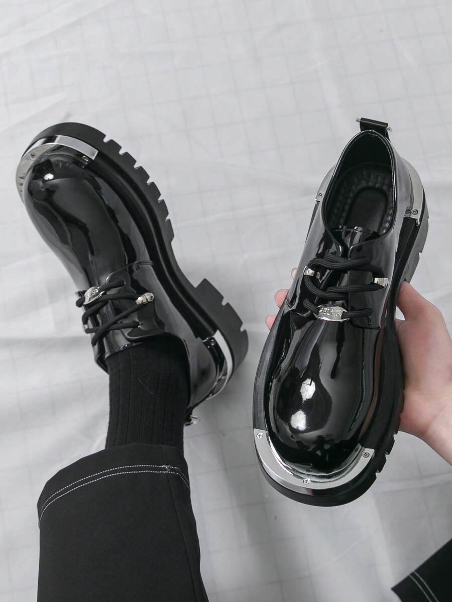 Men's Metal Toe Glossy Formal Oxford Shoes