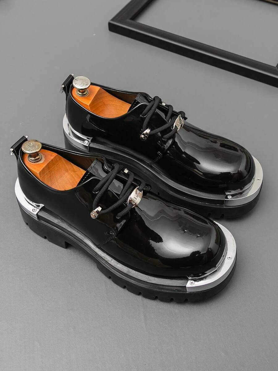 Men's Metal Toe Glossy Formal Oxford Shoes
