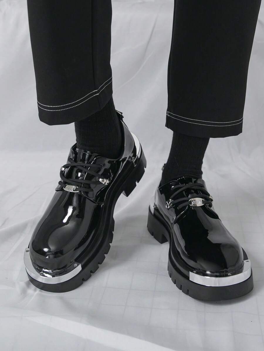 Men's Metal Toe Glossy Formal Oxford Shoes