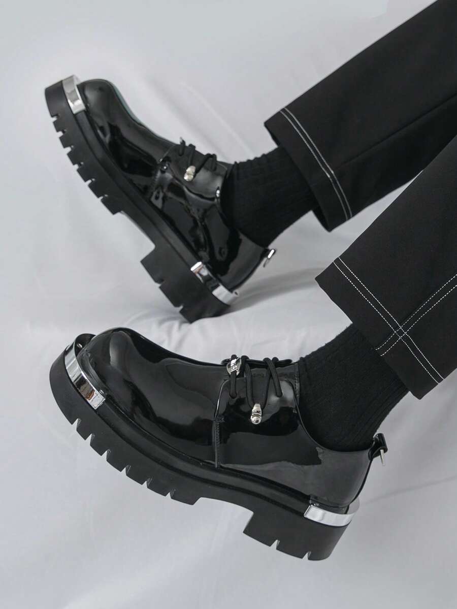 Men's Metal Toe Glossy Formal Oxford Shoes