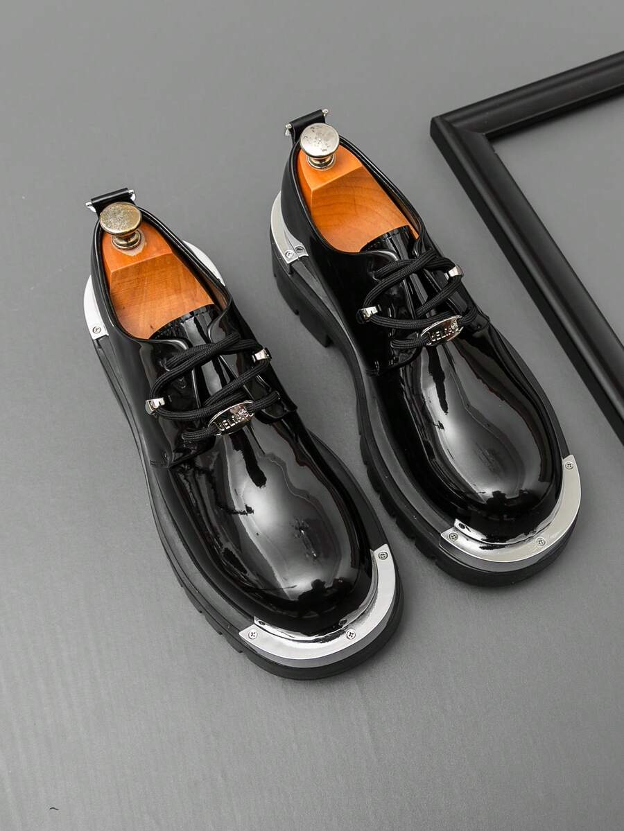 Men's Metal Toe Glossy Formal Oxford Shoes