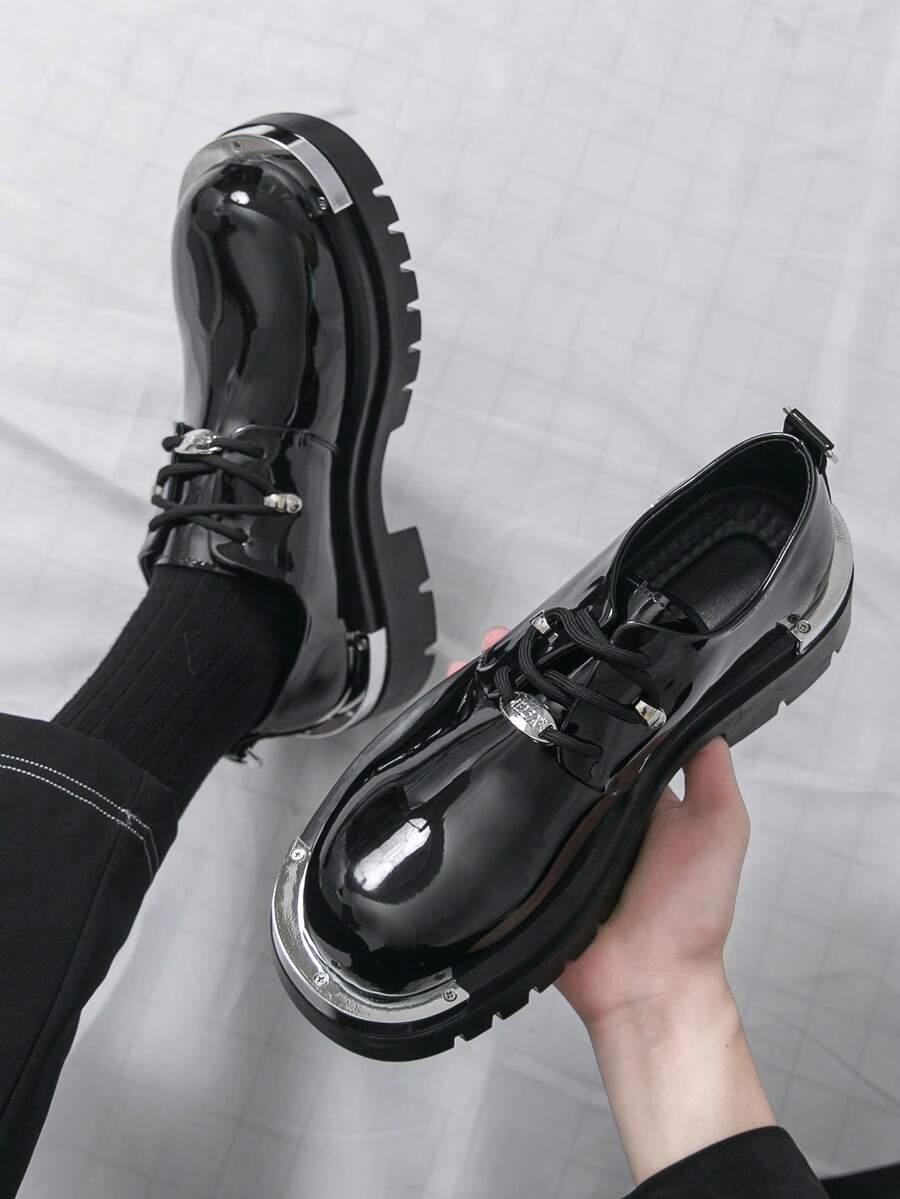 Men's Metal Toe Glossy Formal Oxford Shoes