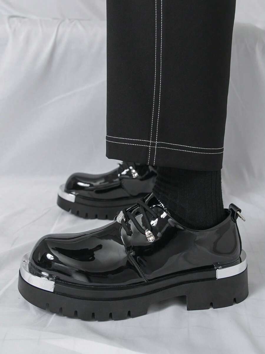 Men's Metal Toe Glossy Formal Oxford Shoes